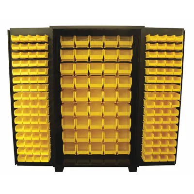 JAMCO Bin Cabinet: 48 in x 24 in 78 in, 0 Shelves, 173 Bins, Yellow, Flush, 14 ga Panel - Standard Bin Cabinets