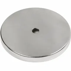 Round cup ceramic magnet with a 0.313 in thickness and 2 1/32 in outside diameter. Provides a maximum pull force of 42 lbf. Suitable for industrial holding, fixturing, workholding, and light lifting tasks.