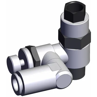 SMC Piloted Non-Return Valve: Universal Fitting, Knurled, 1/4 in Valve Body Size - Adjustable Direction Speed Controllers with Pilot Check Valve