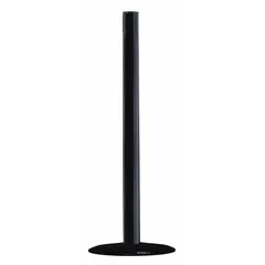 This flat-base receiver post is designed for use with retractable belt barriers in pedestrian traffic management and queue control. It features a 37 1/2-inch black plastic post and a cast iron flat base for stable floor mounting.