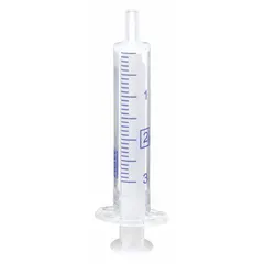 Sterile, single-use 2 mL Luer Slip syringe with polypropylene barrel and tip, HDPE plunger. Individually packaged for contamination control. Compatible with sharp, tri-bevel needles (not included). Suitable for precise fluid measurement and delivery in medical, laboratory, and industrial applications.