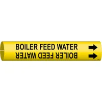 Pipe Marker: Boiler Feed Water, Yellow, Black, Fits 3/4 to 1 3/8 in Pipe O.D., 1 Pipe Markers (MPN 4017-A)