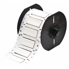 White matte polyolefin sleeve labels measuring 1/2 in x 2 in, designed for wire gauges 1 AWG to 6 AWG. Compatible with the i3300 printer series for on-demand identification and marking of industrial wiring.