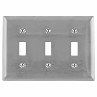 HUBBELL Wall Plate: Toggle, 3 Gang, Silver, Std Size (MPN SS3)