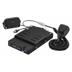 Vehicle-mounted or desktop VHF analog aviation transceiver operating from 118 MHz to 163.275 MHz with 8 W output power and 20 channels. Features a numeric display and requires an FCC license for operation. Suitable for ground-to-air and air-to-ground communication in aviation environments.