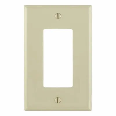 LEVITON Wall Plate: Duplex Outlet, 1 Gang, Ivory - General Purpose Wall Plates