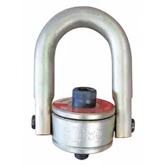 This pivot and rotate hoist ring from CROSBY is designed for lifting operations. It features a 3"-4 thread size, a maximum capacity of 75,000 lb, a 180° pivot angle, and 360° rotation. The zinc-plated finish provides corrosion resistance. Suitable for heavy load lifting in industrial settings.