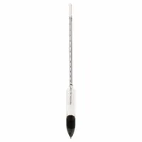 Specific Gravity Hydrometer: Baume Plain Form, 0/12, 0.1, Glass, +/-0.1°, 12 in Overall Ht (MPN 6609-1)