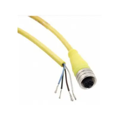 BRAD HARRISON Cordset: M12 Female Straight X Bare Wire, 4 Pins, Yellow, PVC, 2 m Cable Lg - Single-Ended Cordsets with PVC Jacket for Flexing Applications