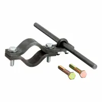 Quill-mount torque bar designed to secure Tapmatic self-reversing tapping heads to the machine quill, preventing rotation during tapping operations. Features a quill clamping capacity of 1-1/2 in to 2-3/8 in, max tap capacity of 1/2 in, and M12 thread size. Suitable for machining and metalworking applications