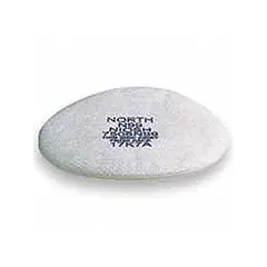 N99 particulate filter with white retainer cover, sold in a 10-pack. Provides high-efficiency filtration against solid and liquid particulates. Compatible with NORTH 5400, 5500, 7600, 7700, RU6500, and RU8500 series reusable respirators for industrial respiratory protection.