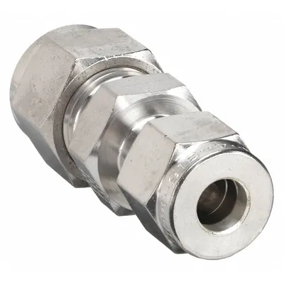 PARKER Compression Fitting Union: 1/2 in OD x 3/8 in OD Fitting Size - Double-Ferrule Stainless Steel Fittings