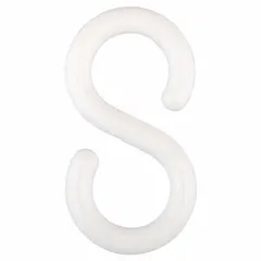 S-Hook for Plastic Chain Barrier, White, 2 3/10 in Overall Length, 1 1/8 in Overall Width