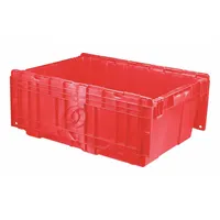 ORBIS Attached Lid Tote: 9.7 gal, 21 7/8 in x 15 1/4 in x 9 in, Red Body, Red Lid, Stacking Capable (MPN FP143 Red)