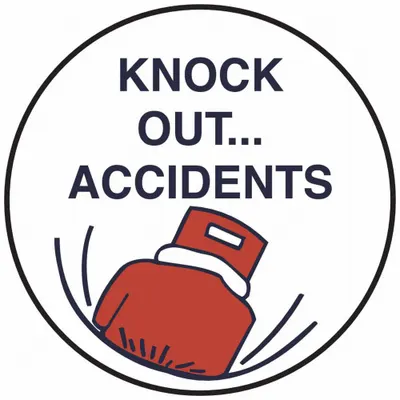 BRADY Hard Hat Label: Knock Out... Accidents, 2 in Dia, English, Std, Non-Reflective - Safety