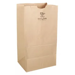 Kraft paper grocery bag with dimensions 8 1/4 in width, 6 1/6 in depth, and 15 11/12 in height. Supplied in a 400-pack. Suitable for general packaging and carrying tasks in retail, industrial, and hardware settings.