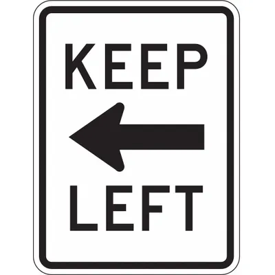 LYLE R4-8A-18HA Keep Left Sign, 24 x 18 in, Aluminum, High-Intensity Prismatic - Keep Left Signs