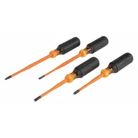 KLEIN TOOLS Slim-Tip Insulated Screwdriver Set: 1-10 Pieces, 4 Pieces, Phillips/Slotted/Square Tip (MPN 33734INS)