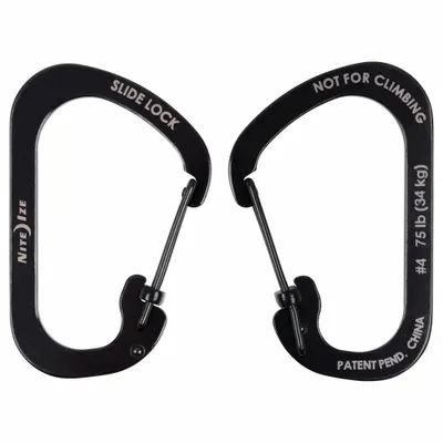 NITE IZE Carabiner: 75 lb Working Load Limit, Wire Gate, Stainless Steel - Load Rated Spring Snaps