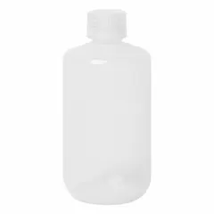 Polypropylene Narrow Mouth Round Lab Bottle, 250 mL (8 fl oz), Colorless, with Unlined Closure