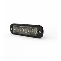 Green rectangular LED perimeter flashing warning light with 29 selectable flash patterns. Operates on 12-24V DC and includes mounting hardware for bolt-on installation. Blunt cut wires provide electrical connection. Suitable for vehicle perimeter warning applications