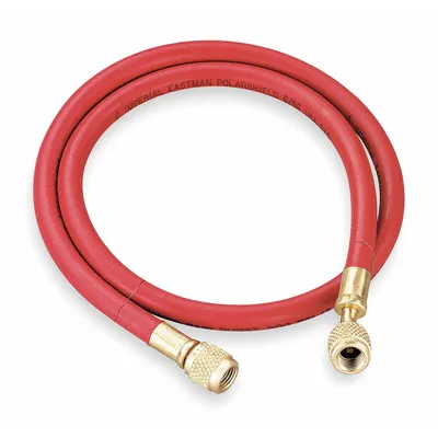 YELLOW JACKET Hose: 5 ft Lg, 0° Angle, Red, Rubber - Charging Hoses