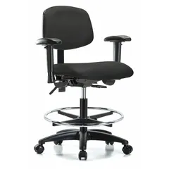 Vinyl Lab Chair with Arms and Foot Support, Height Range 22-29 in