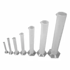 Plastic Graduated Cylinder Set, Polypropylene, Hexagon Base, 10 mL to 500 mL, 6-Piece