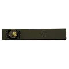 Battery-powered door alarm with steel body and mortise cylinder. Produces an 85 dB horn sound when door is opened. Used to secure emergency exit doors in commercial and industrial facilities, allowing safe egress while deterring unauthorized use.