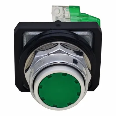 Dayton Flush Push Button Operator: Non-Illuminated, Flush Profile, Metallic, 30 mm - Flush-Mount Push Buttons