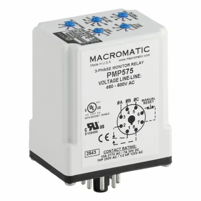 MACROMATIC Phase Monitor Relay: Socket Mounted, 10 A Current Rating - Socket-Mounted Relays