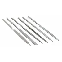 Needle File Set: Equaling/Half Round/Rectangular/Round/Square/Triangular, 3 1/2 in Lg, 6 Pieces (MPN 39CE58)