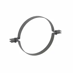 This riser clamp is designed to support vertical pipe runs in industrial piping systems. It accommodates 24 in pipe, with a load capacity of 3,200 lb and an overall length of 36.75 in. The clamp is constructed from hot dipped galvanized steel for corrosion resistance.