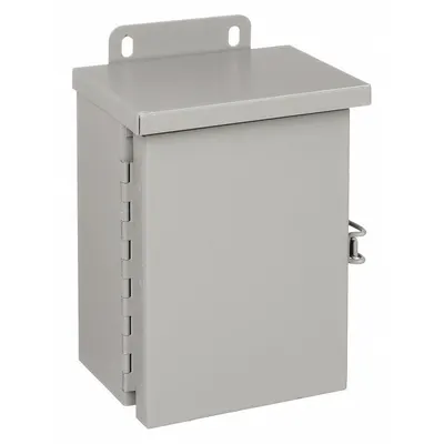 WIEGMANN Enclosure: Steel, 8 in x 6 in x 4 in, 3R, Solid Cover, Hinged, Included - Steel Enclosures with Hinged Covers
