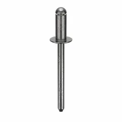 Inch-series domed-head blind rivet with 0.183" diameter, 1 23/32" overall length, and 27/64" body length. Suitable for fastening sheet metal, plastics, and composite materials in industrial assembly and HVAC applications. Supplied in a 250-piece pack.