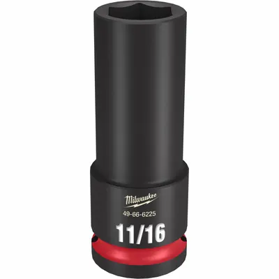 MILWAUKEE Deep Impact Socket: 1/2 in Drive Size, SAE, 11/16 in Socket Size, 6-Point - 1/2" Drive Impact Sockets