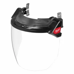 This face shield assembly is a metal-detectable, reusable clear visor designed for use with BOLT™ series hard hats. The visor features a scratch-resistant coating for improved longevity. Suitable for industrial environments where debris and splash protection is required, such as machining, material handling, and food processing.