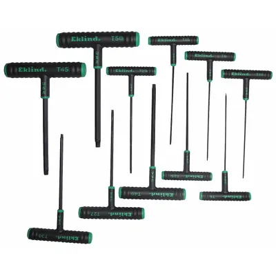 EKLIND Torx Key Set: Long, 11 Pieces, T10/T15/T20/T25/T27/T30/T40/T45/T50/T6/T8 Tip Size - T-Shaped Torx & Torx Plus Key Sets