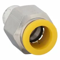 PARKER Push-Fit Adapter Fitting: 12 mm OD x 1/4 in Pipe Size, Push-to-Connect x BSPT, Brass, Silver (MPN W68PLP-12M-4R)