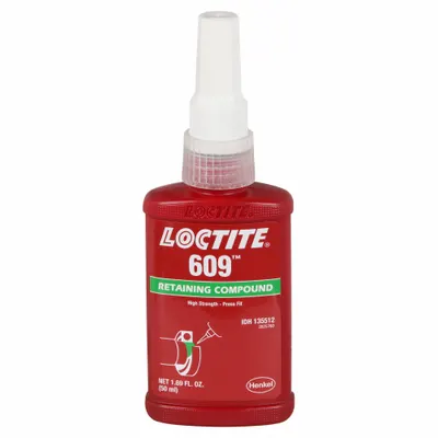 LOCTITE Retaining Compound: 609, 1.7 fl oz, Bottle, Green - Close-Fitting Parts Retaining Compounds