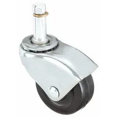 Friction-Ring Stem Caster, Swivel, No Brake, 2 in Wheel Dia., 7/8 in Wheel Wd, Rubber Tread, Rubber Wheel, Black