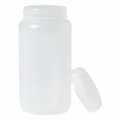 Polypropylene Wide Mouth Round Lab Bottle, 2 L, 68 fl oz, Colorless, Unlined