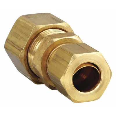 PARKER Compression Fitting Union: 3/8 in OD x 1/2 in OD Fitting Size, Brass - Standard Sleeve Brass Compression Fittings