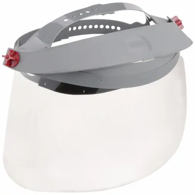 CONDOR Face Shield: Clear, Uncoated, Dielectric/Reusable, 15 1/2 in Visor Wd - General Purpose Single-Crown Face Shields