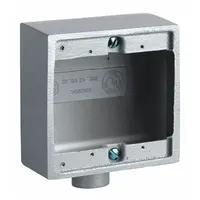 HUBBELL KILLARK Device Box: Aluminum, Square, 2 Gangs, 1/2 in Hub Size, 47 cu in Capacity, Gray (MPN 2FD-1)