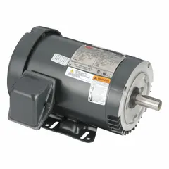 Totally enclosed fan-cooled (TEFC) 3-phase AC motor with C-face and rigid base mounting. Rated 1 hp, 1755 RPM at 60 Hz, 230/460V AC, 4.9/2.5 A full load current. Suitable for industrial applications such as pumps, fans, conveyors, and compressors.