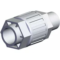 PFA compression tube fitting with 1/2 in NPT male pipe connection and 3/4 in OD tube size. Part of the LQ3 series. Complies with RoHS_6 and RoHS_10 standards. Used in high-purity fluid handling systems for connecting tubing to threaded ports