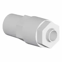 PFA compression fitting with 1/4 in NPT male pipe thread and 5/32 in OD compression end. Suitable for high-purity fluid systems requiring leak-free connections. Complies with RoHS_6 and RoHS_10 standards