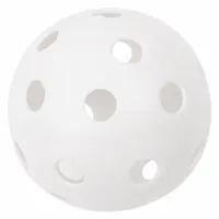 White plastic baseball with a 9-inch circumference. Lightweight construction suitable for recreational practice, youth training, backyard games, and indoor or outdoor casual play