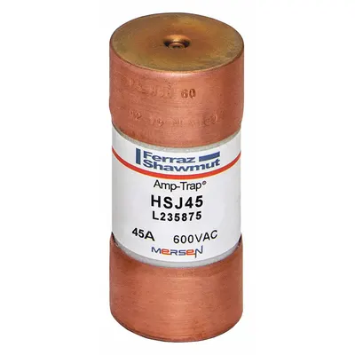 MERSEN Fuse: HSJ Series, Class J, Cylindrical Body, Very-Fast-Acting, 45 A, 600 V AC - Very-Fast-Acting Cylindrical Fuses